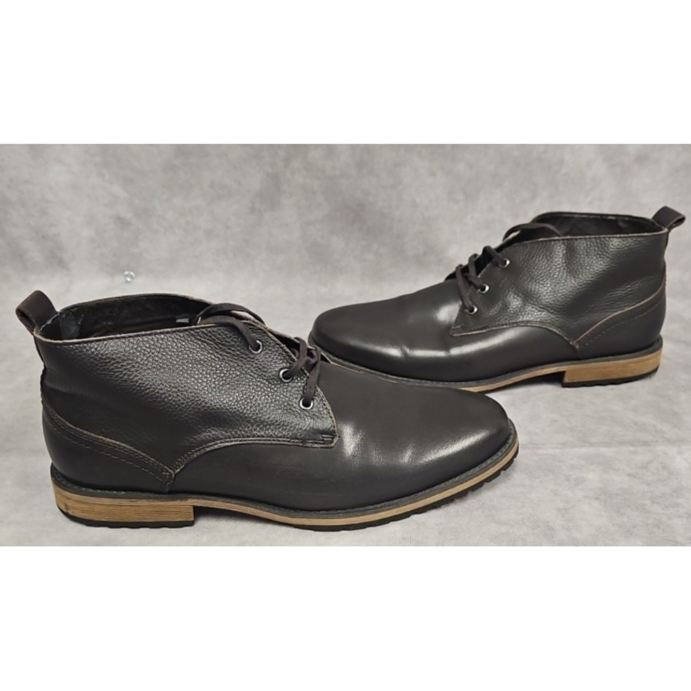 Marc Men's Nykanel US 10.5 Brown Leather Lace-Up Ankle Chukka Boots